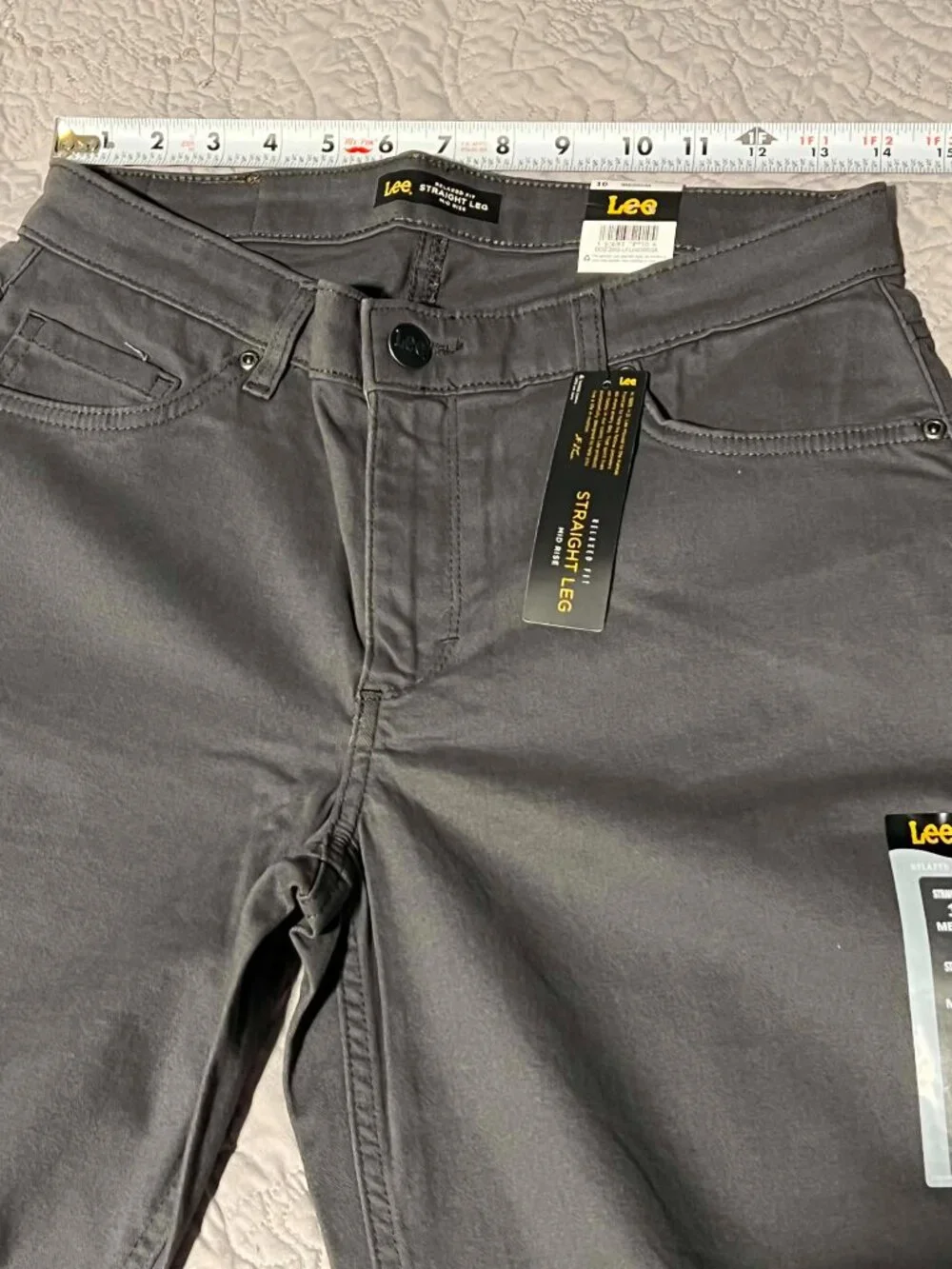 Lee Relaxed Fit Straight Leg Pants Charcoal Grey Size 10
